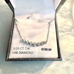 1/10 CT TW Lab Diamond Necklace- 7 Stone Necklace. Brand New, Gift Jewelry